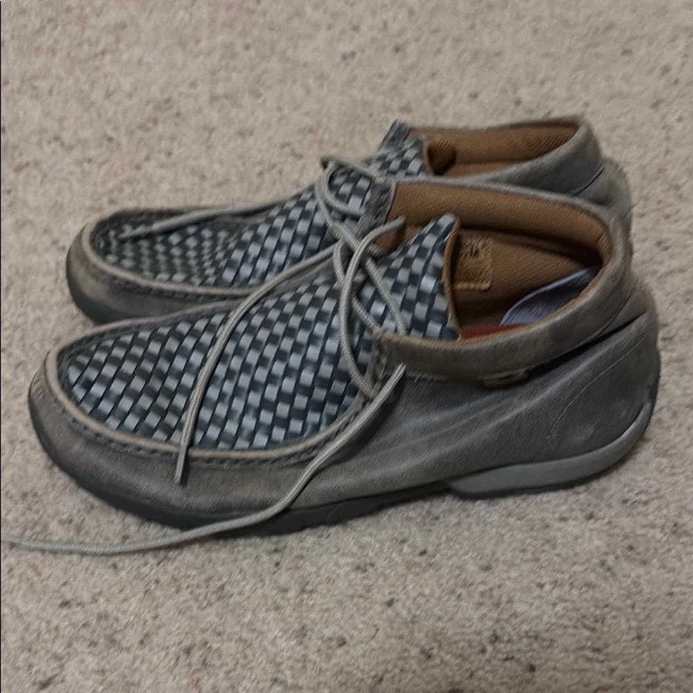 Twisted X Gray Checkered Loafers - Picture 2 of 5